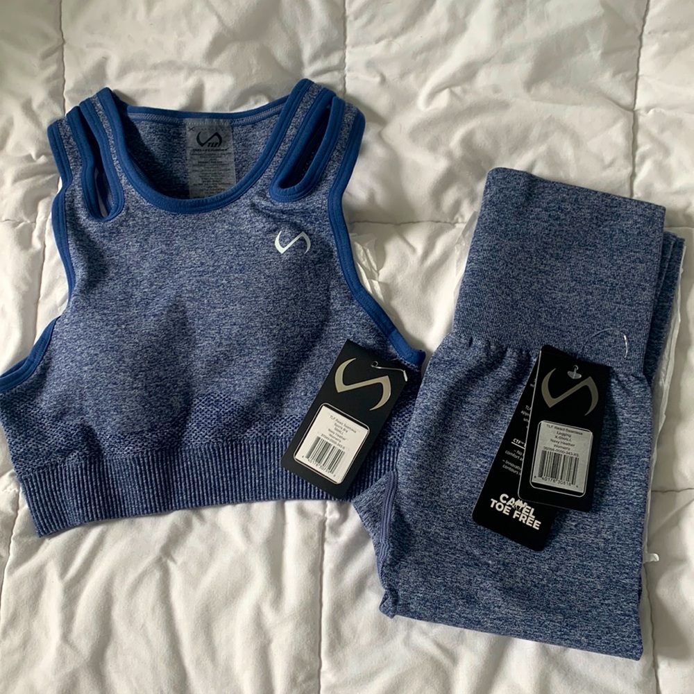 Blue TLF Apparel React Seamless Legging and Sports Bra